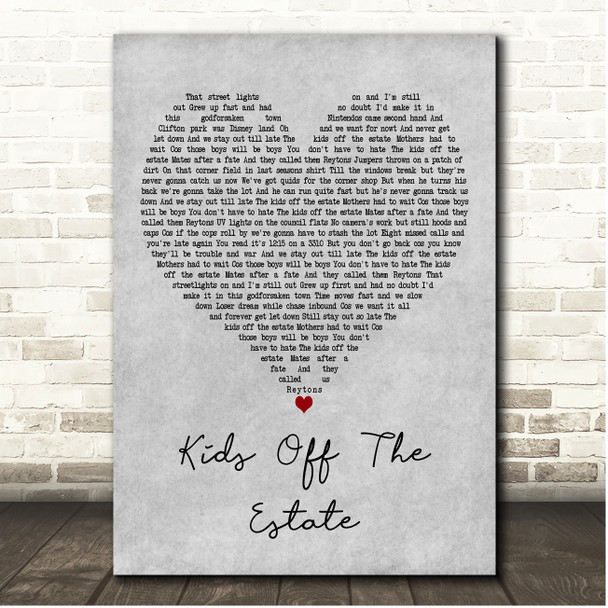 The Reytons Kids Off The Estate Grey Heart Song Lyric Print