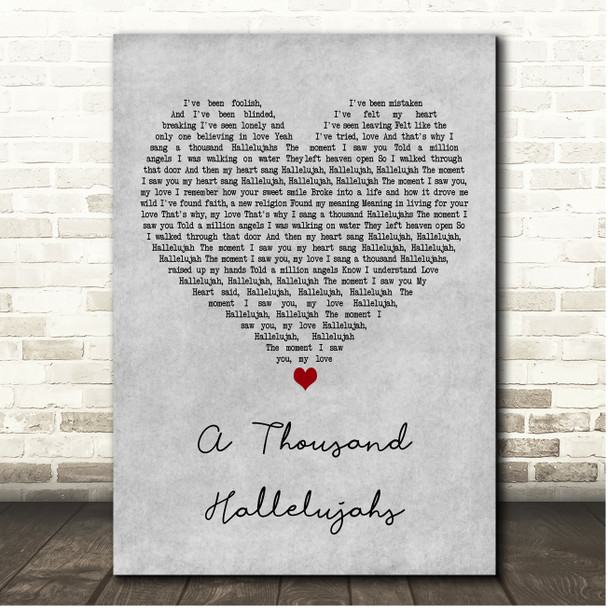 The Shires A Thousand Hallelujahs Grey Heart Song Lyric Print