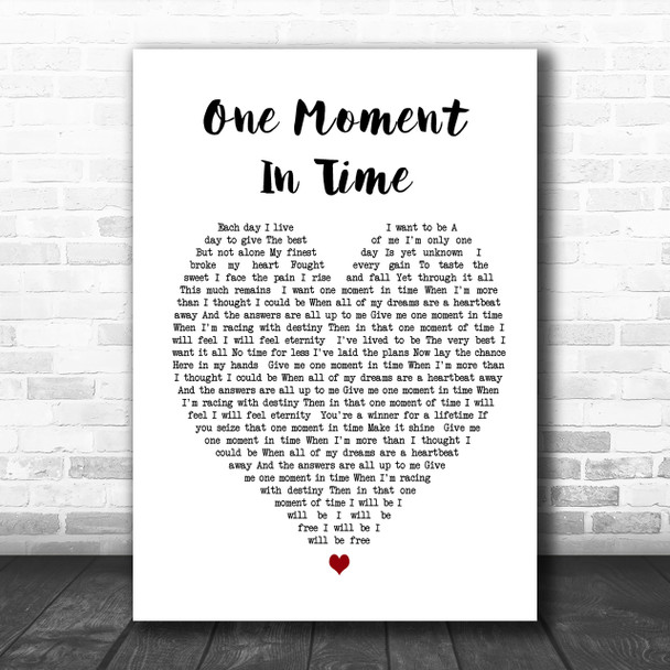 Whitney Houston One Moment In Time Heart Song Lyric Music Wall Art Print