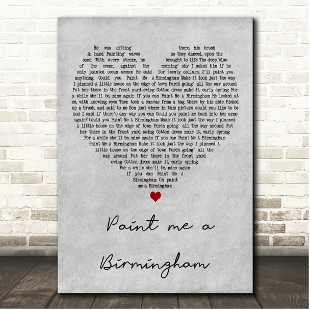 Tracy Lawrence Paint Me A Birmingham Grey Heart Song Lyric Print