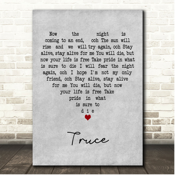 Twenty One Pilots Truce Grey Heart Song Lyric Print