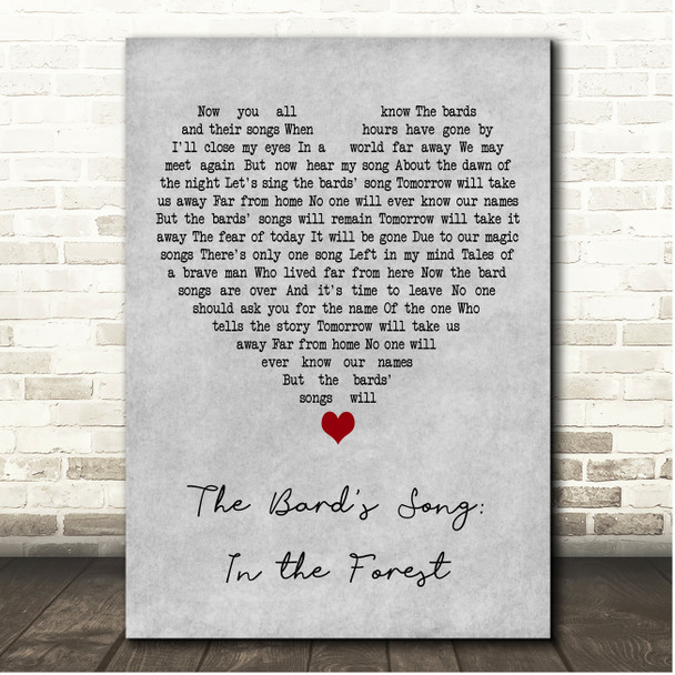Blind Guardian The Bard's Song In the Forest Grey Heart Song Lyric Print