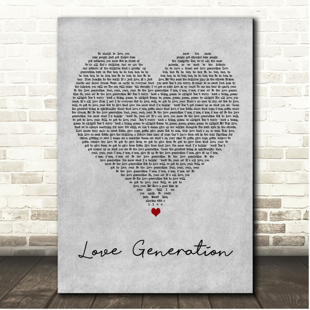 Bob Sinclar Love Generation Grey Heart Song Lyric Print