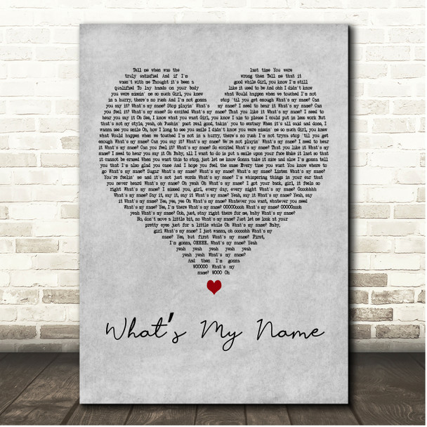 Brian McKnight Whats My Name Grey Heart Song Lyric Print