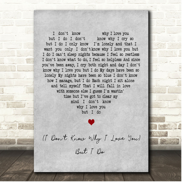 Clarence 'Frogman' Henry (I Dont Know Why) But I Do Grey Heart Song Lyric Print