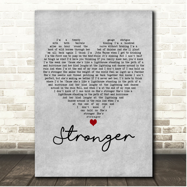 Cody Johnson Stronger Grey Heart Song Lyric Print