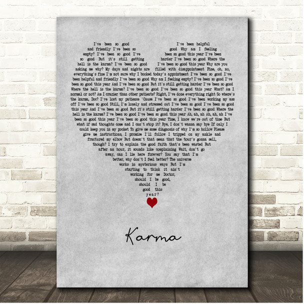 AJR Karma Grey Heart Song Lyric Print