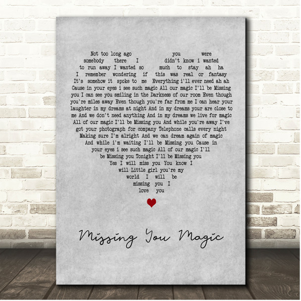 David Essex Missing You Magic Grey Heart Song Lyric Print