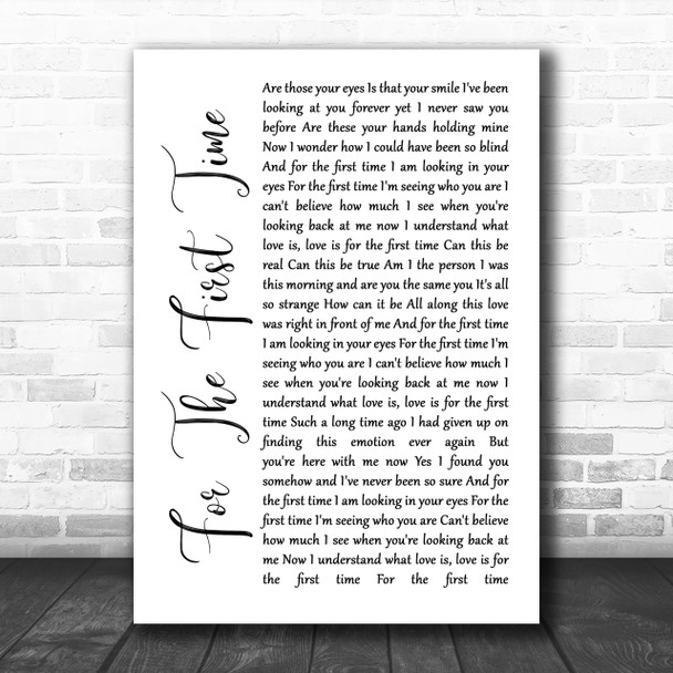Rod Stewart For The First Time White Script Song Lyric Music Wall Art Print