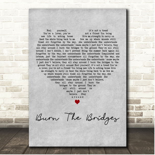 Feeder Burn The Bridges Grey Heart Song Lyric Print