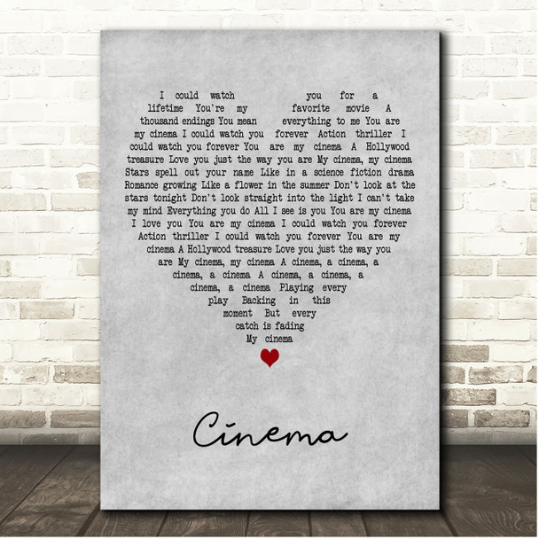 Gary Go Cinema Grey Heart Song Lyric Print
