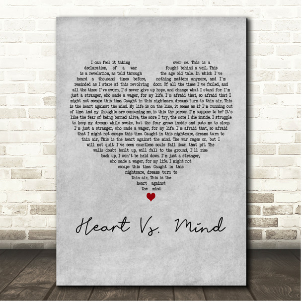 I Prevail Heart Vs. Mind Grey Heart Song Lyric Print
