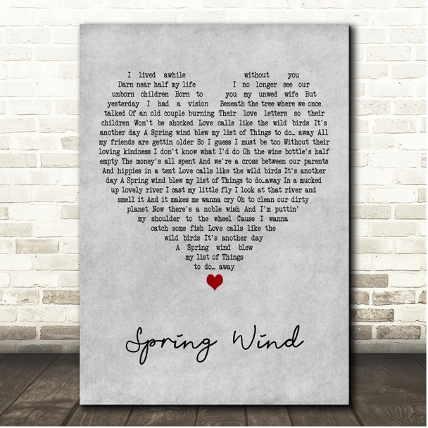 Jack Johnson Spring Wind Grey Heart Song Lyric Print