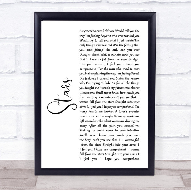 Simply Red Stars White Script Song Lyric Music Wall Art Print