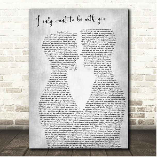 Birdy I only want to be with you Grey Gay Plain Couple Song Lyric Print