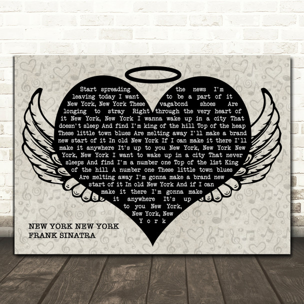 Frank Sinatra New York, New York Heart Angel Wings Halo Song Lyric Print