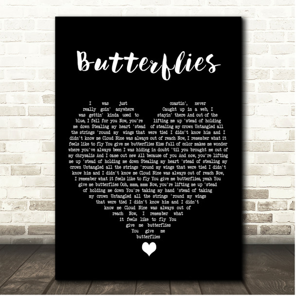 Kacey Musgraves Butterflies Black Heart Song Lyric Print