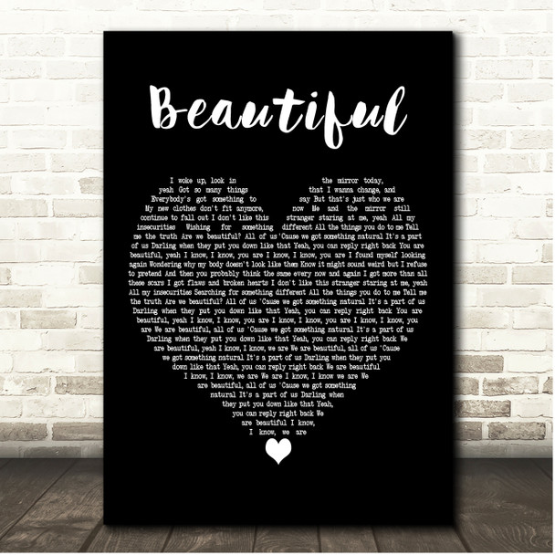 Anne-Marie Beautiful Black Heart Song Lyric Print