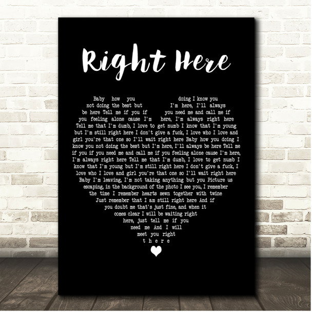 Lil Peep x Horse Head Right Here Black Heart Song Lyric Print