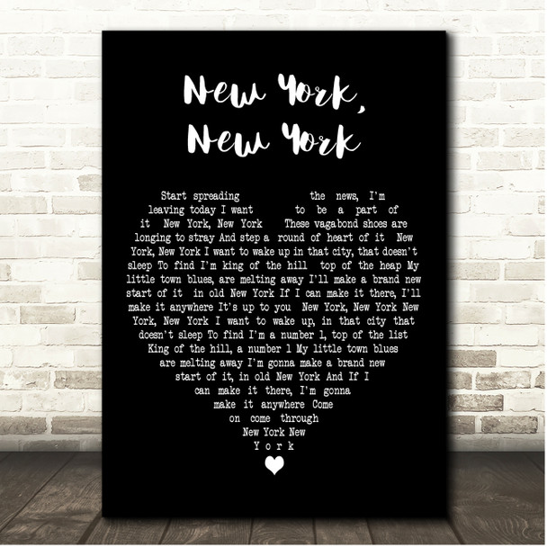 Liza Minnelli New York, New York Black Heart Song Lyric Print