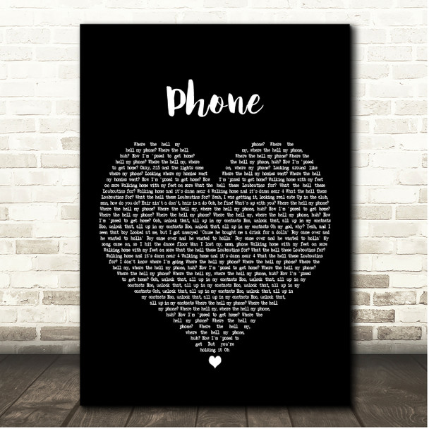 Lizzo Phone Black Heart Song Lyric Print