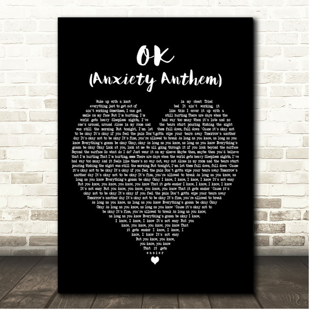 Mabel OK (Anxiety Anthem) Black Heart Song Lyric Print