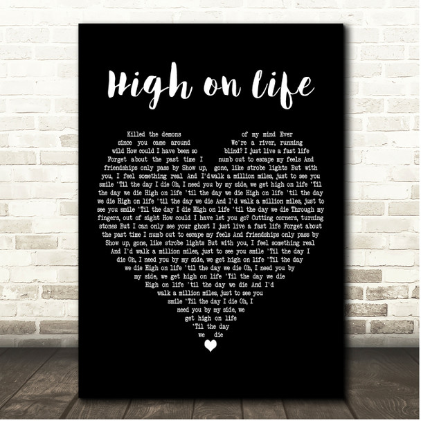 Martin Garrix High on Life Black Heart Song Lyric Print