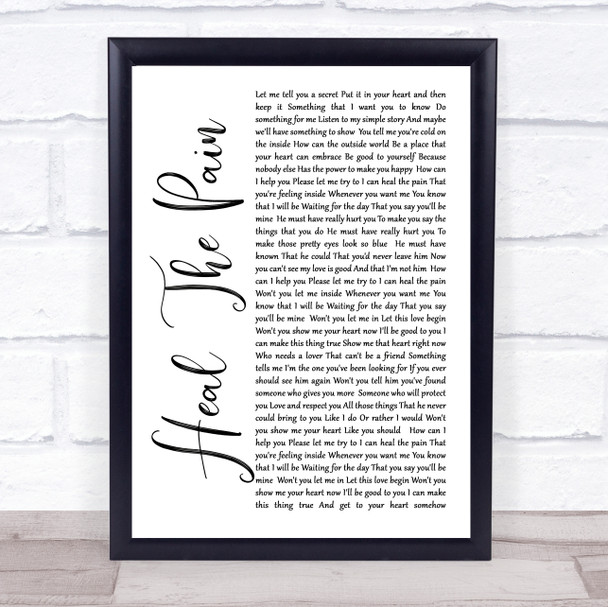 George Michael Heal The Pain White Script Song Lyric Music Wall Art Print