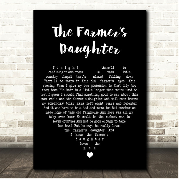 Merle Haggard The Farmers Daughter Black Heart Song Lyric Print