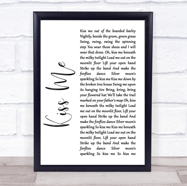 Sixpence None The Richer Kiss Me White Script Song Lyric Music Wall Art Print