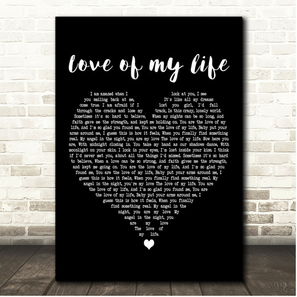 michael w smith Love of my life Black Heart Song Lyric Print