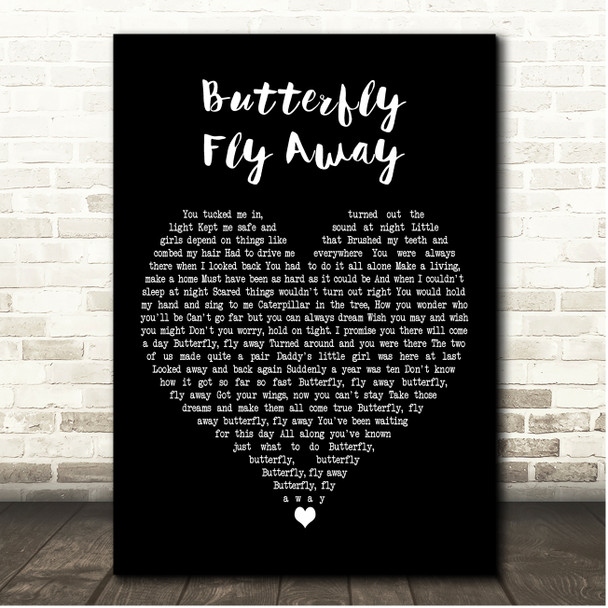 Miley Cyrus Butterfly Fly Away Black Heart Song Lyric Print