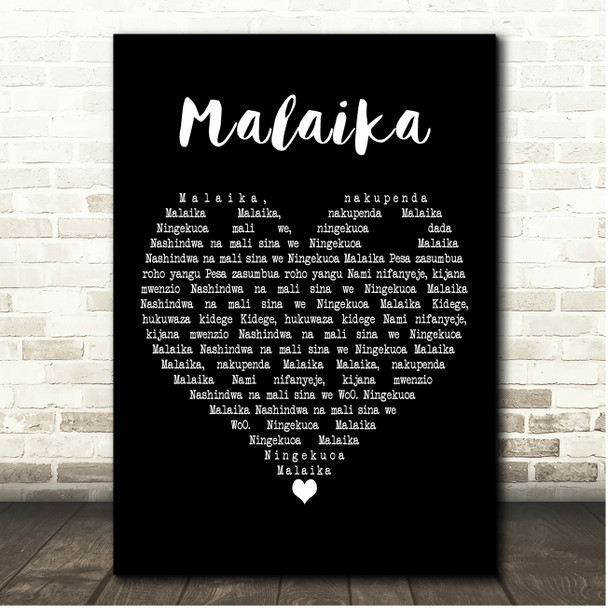 Miriam Makeba Malaika Black Heart Song Lyric Print