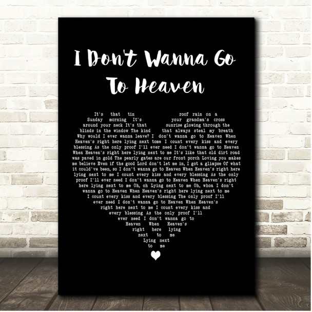Nate Smith I Don't Wanna Go To Heaven Black Heart Song Lyric Print