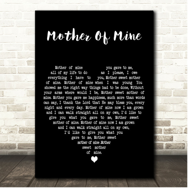 Neil Reid Mother Of Mine Black Heart Song Lyric Print