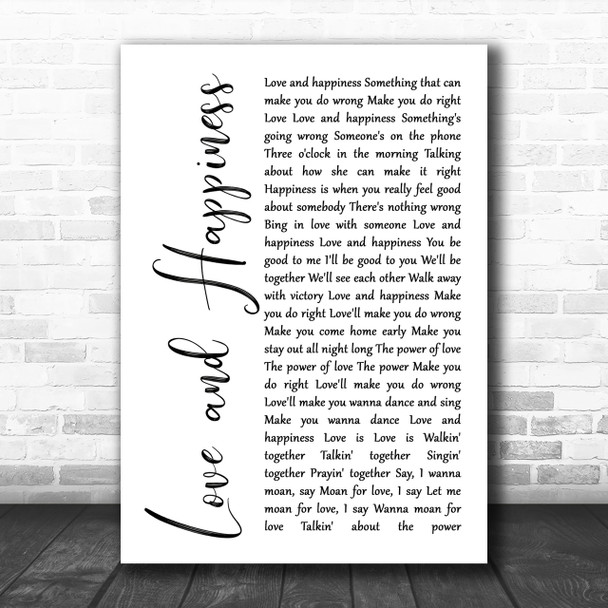 Al Green Love And Happiness White Script Song Lyric Music Wall Art Print