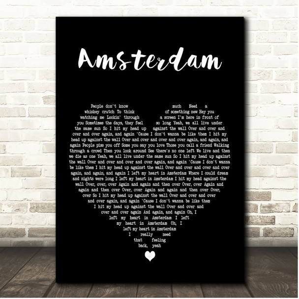Nothing But Thieves Amsterdam Black Heart Song Lyric Print