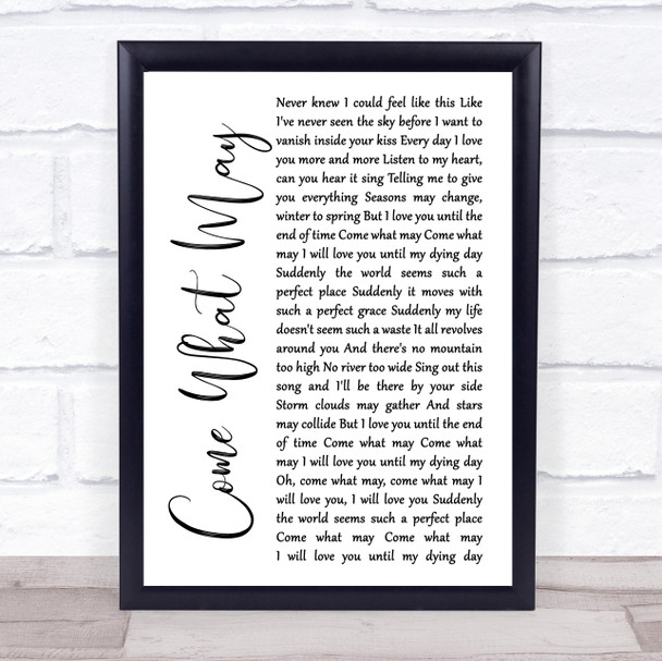 Alfie Boe And Kerry Ellis Come What May White Script Song Lyric Music Wall Art Print