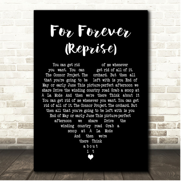 Original Broadway Cast of Dear Evan Hansen For Forever (Reprise) Black Heart Song Lyric Print