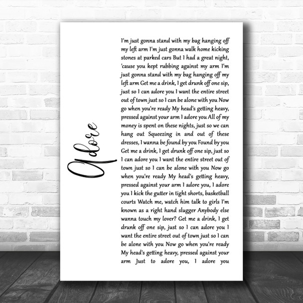 Amy Shark Adore White Script Song Lyric Music Wall Art Print