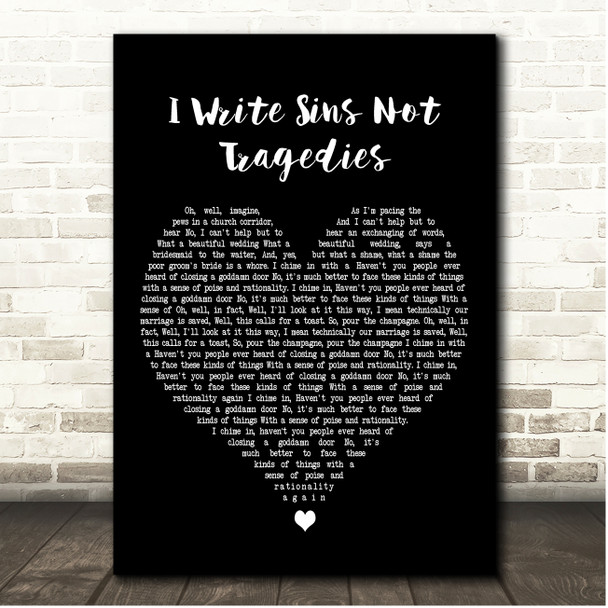 Panic! At The Disco I Write Sins Not Tragedies Black Heart Song Lyric Print