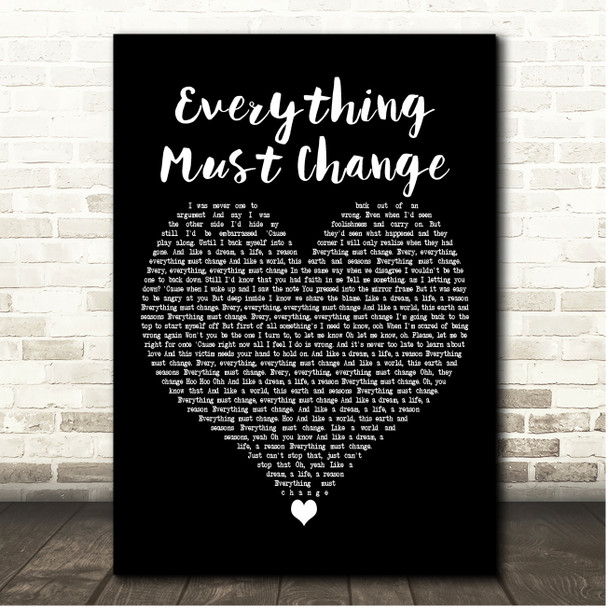 Paul Young Everything Must Change Black Heart Song Lyric Print