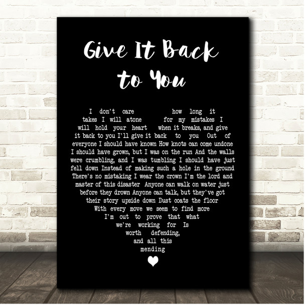 Barenaked Ladies Give It Back to You Black Heart Song Lyric Print