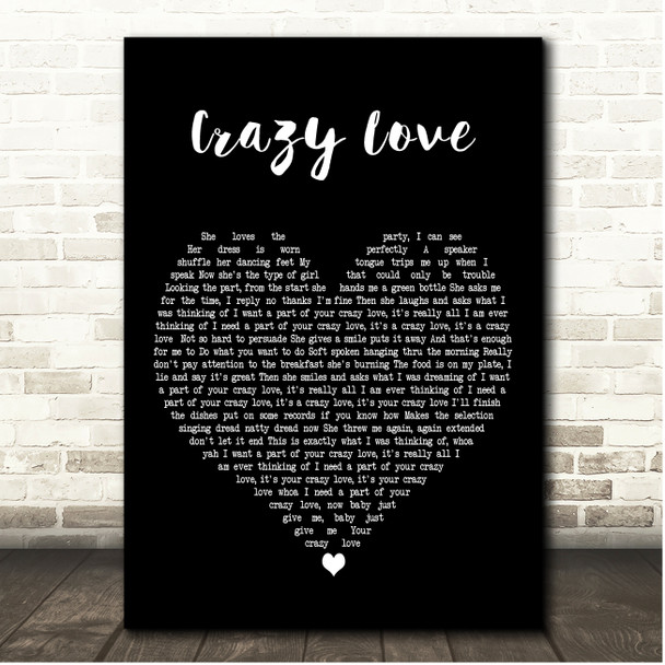 Pepper Crazy Love Black Heart Song Lyric Print