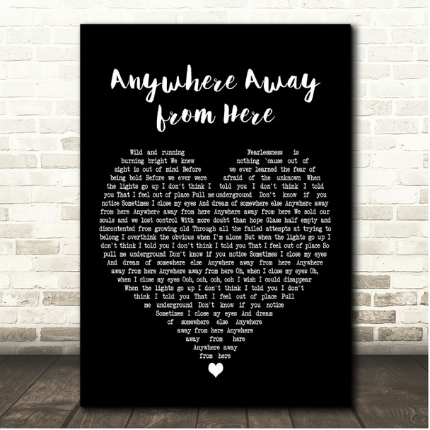 RagnBone Man & P!nk Anywhere Away from Here Black Heart Song Lyric Print