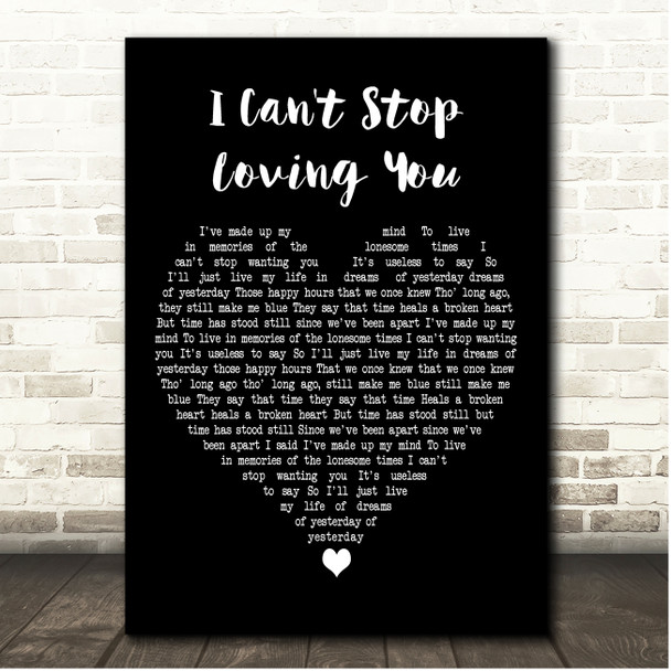 Ray Charles I Can't Stop Loving You Black Heart Song Lyric Print