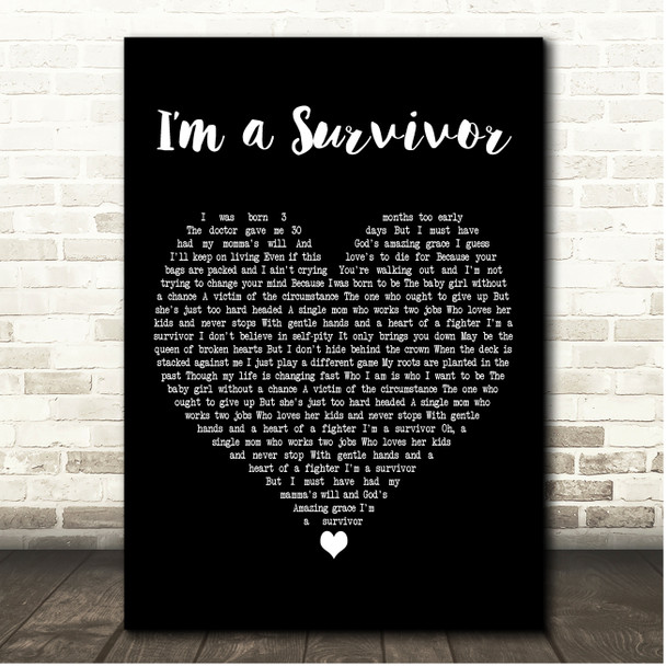Reba McEntire Im a Survivor Black Heart Song Lyric Print