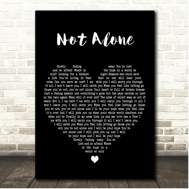 Red Not Alone Black Heart Song Lyric Print