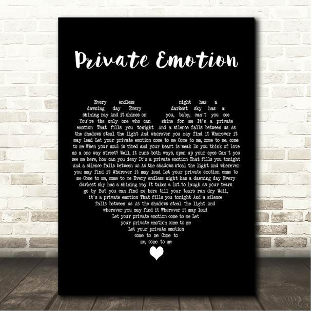 Ricky Martin Private Emotion Black Heart Song Lyric Print