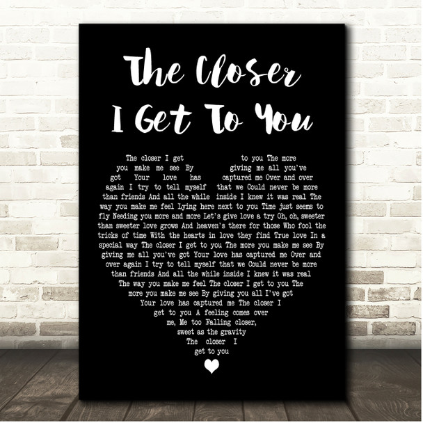 Roberta Flack The Closer I Get to You Black Heart Song Lyric Print